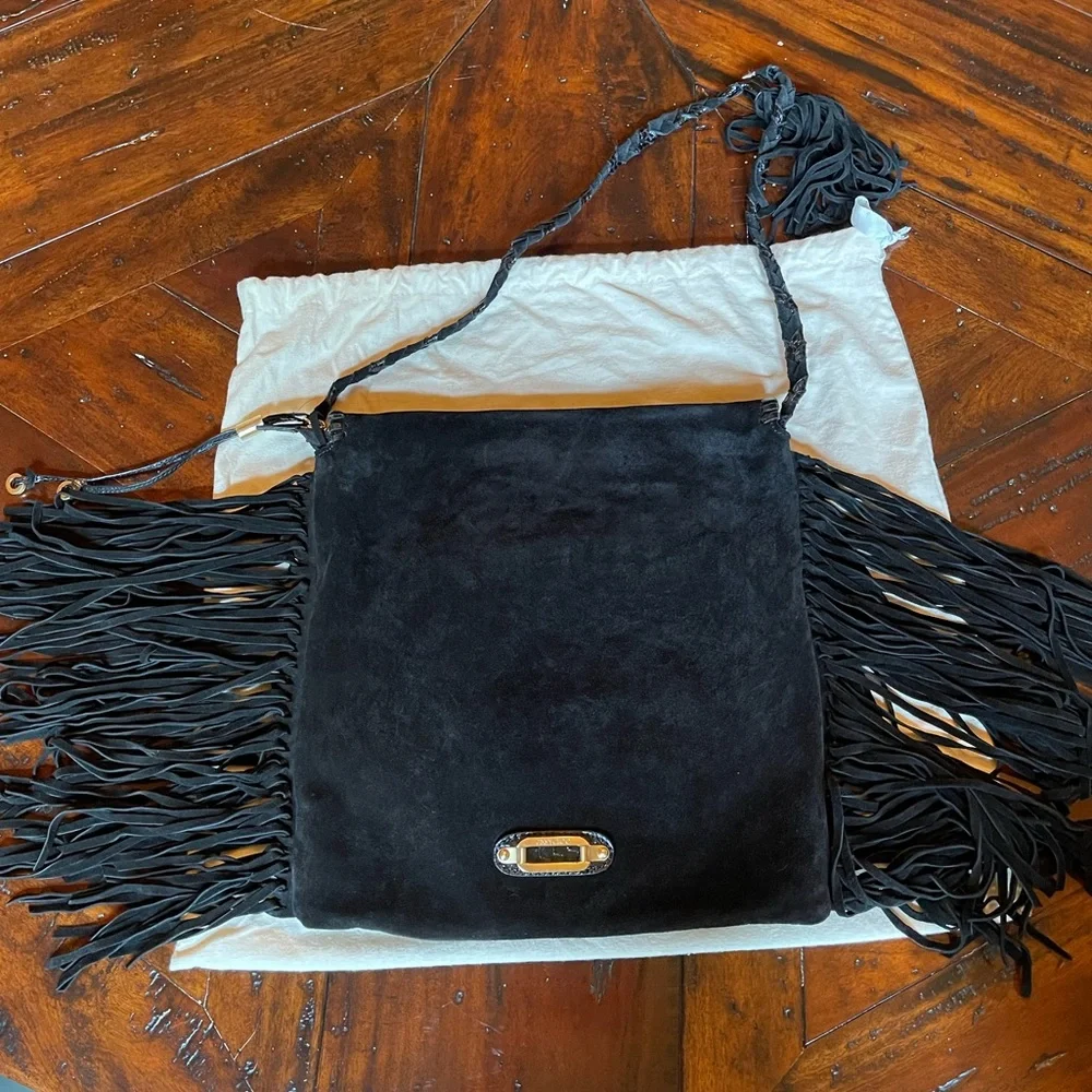 Jimmy Choo black suede fringed bag - Picture 7 of 7